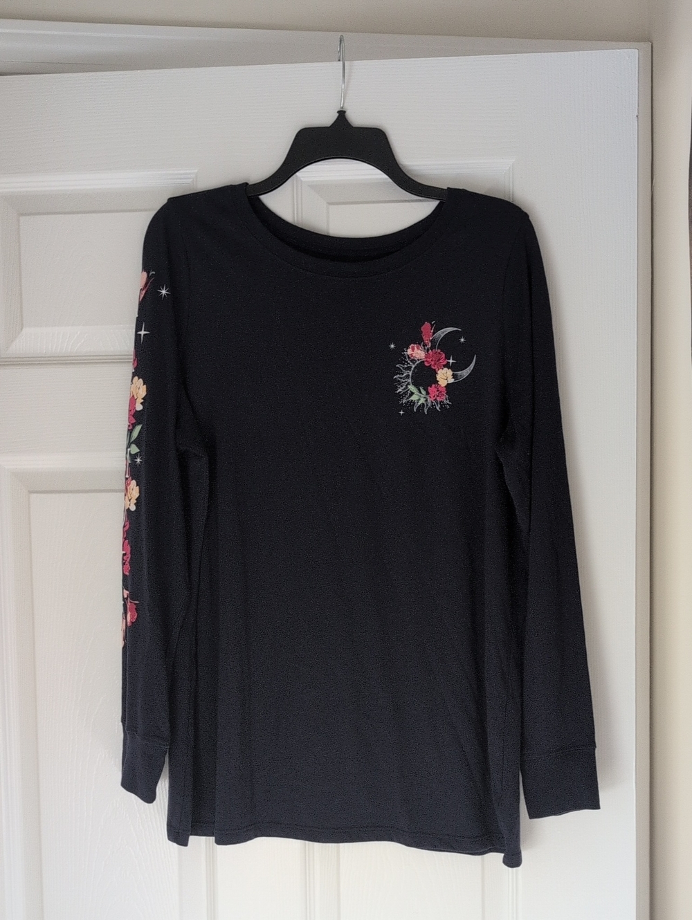 Torrid Navy Long-Sleeve Floral Moon Top